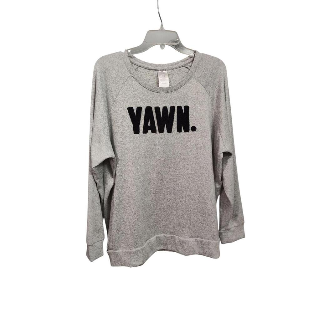 Gray Women's‎ Sweatshirt with 'YAWN.' Text